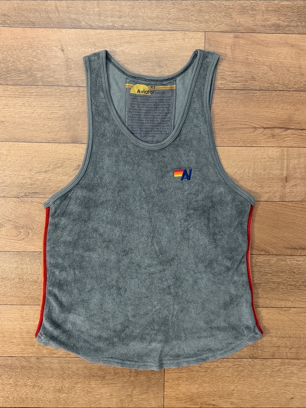 Aviator Nation Size Extra Small Grey Rainbow Terrycloth Tank Top Beach Comfy XS